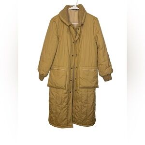 🧥 Vintage SB II Quilted Long Puffer Coat Tan Women’s Size 9/10‎ 🧥
